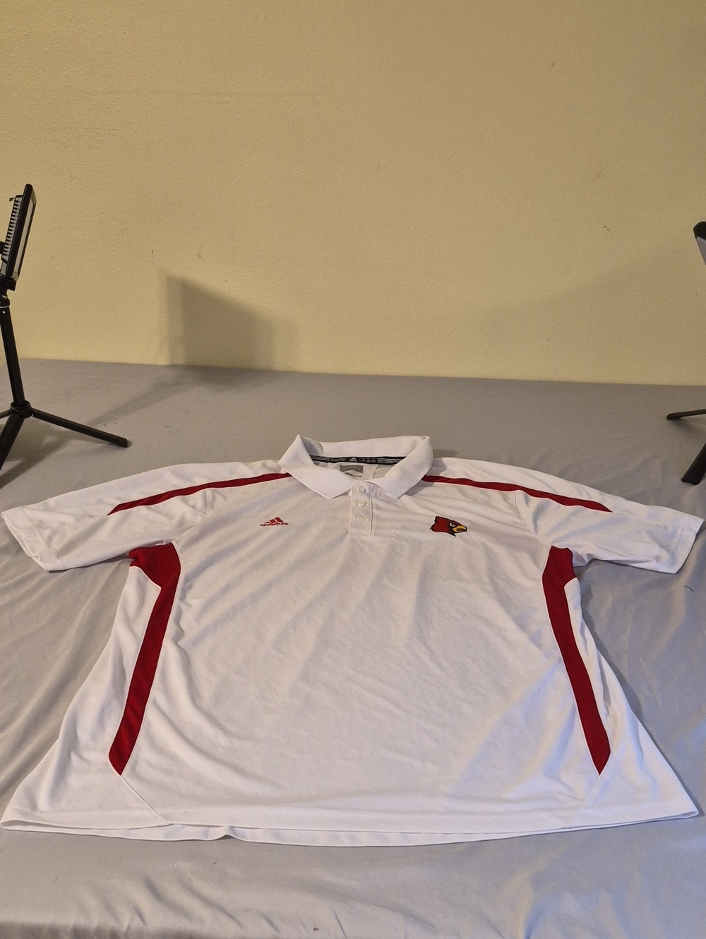 adidas White and Red Men’s Polo with Team Crest 3XL